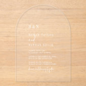 Moderne schicke Monogramm Weißer Bogen Rustikale H Acryleinladungen (Vorderseite)