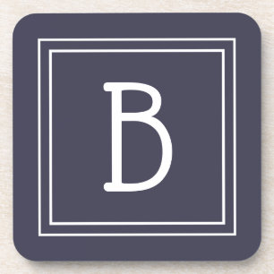 Moderne, schicke, monogrammierte dunkelblaue und w getränkeuntersetzer