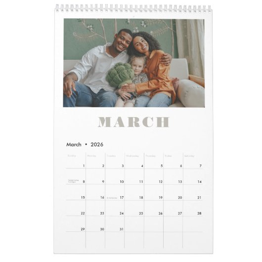 Moderne, schicke Multi-Foto-Erinnerungen Kalender (Mär 2026)