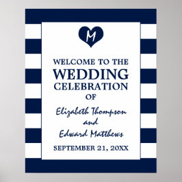 Moderne schicke Navy Blue and White Wedding Willko Poster