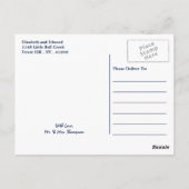 Moderne schicke Navy Blue und White Wedding Vielen Postkarte (Rückseite)