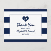 Moderne schicke Navy Blue und White Wedding Vielen Postkarte (Vorderseite)