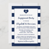 Moderne schicke Navy Blue & White Engagement Party Einladung (Vorderseite)
