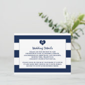 Moderne schicke Navy Blue & White Wedding Details Begleitkarte (Stehend Vorderseite)