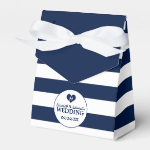 Moderne schicke Navy Blue & White Wedding Geschenkschachtel