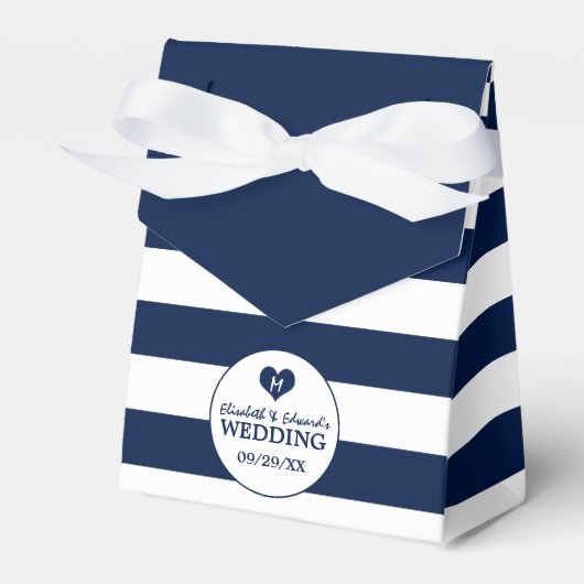 Moderne schicke Navy Blue & White Wedding Geschenkschachtel (Vorderseite)