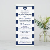 Moderne schicke Navy Blue & White Wedding Programm (Stehend Vorderseite)