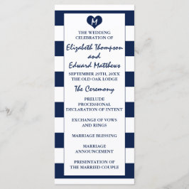 Moderne schicke Navy Blue & White Wedding Programm