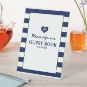 Moderne schicke Navy Blue & White Wedding Sockelschild (In Situ)