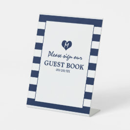 Moderne schicke Navy Blue & White Wedding Sockelschild