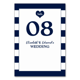 Moderne schicke Navy Blue & White Wedding Tischnummer