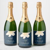 Moderne schicke Navy Blue Wine Flasche Sticker & L Schaumweinetikett (Flaschen)