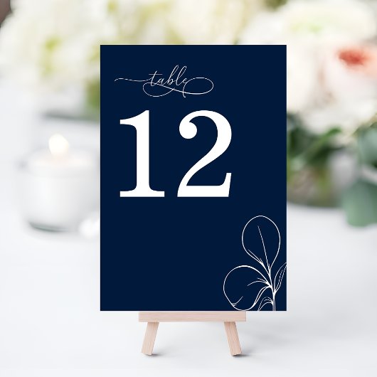 Moderne Schicke Navyblaue Hochzeit Tischnummer
