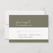 Moderne schicke Olive Green Einfache Hochzeit RSVP Karte (Vorderseite)