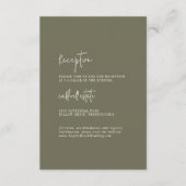 Moderne schicke Olive Green Hochzeitsempfehlung Begleitkarte (Vorderseite)