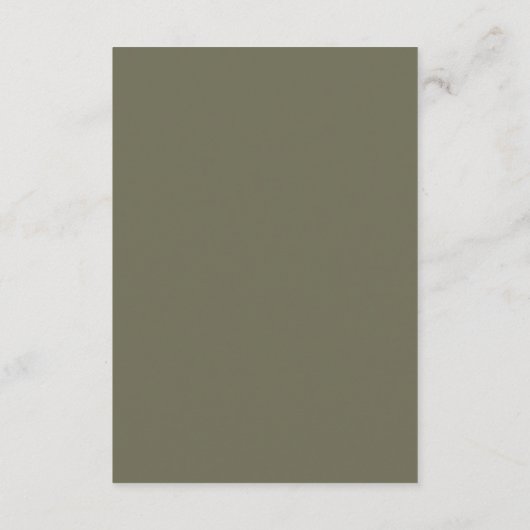 Moderne schicke Olive Green Hochzeitsempfehlung Begleitkarte (Rückseite)