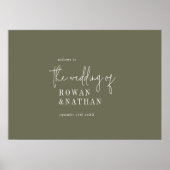 Moderne, schicke Olive Green Printable Hochzeit Wi Poster (Vorne)