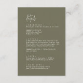 Moderne schicke Olive Green Wedding Details Begleitkarte (Vorderseite)