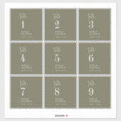 Moderne, schicke Olivenbäume Grüne Tischnummer Wei Aufkleber (Blatt)