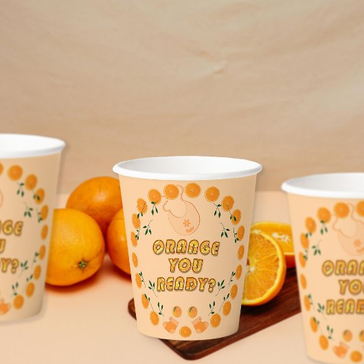Moderne schicke Orange Sie fertig Citrus Baby Dusc Pappbecher