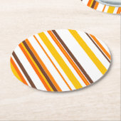 Moderne, schicke, orange-weiße Streifen Runder Pappuntersetzer (Angewinkelt)