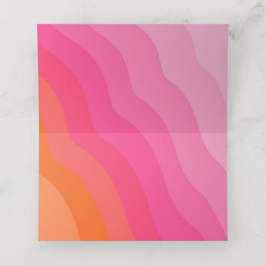 Moderne, schicke, orangefarbene Hochzeit Platzkarte (Innenseite Aufgefaltet)