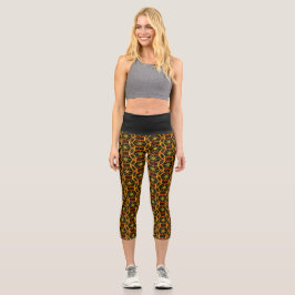 Moderne, schicke, orangefarbene Räder Muster schwa Capri Leggings