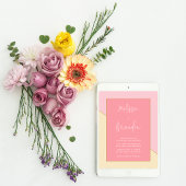 Moderne schicke Pastel Pink Cream Gold Script Hoch Einladung