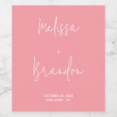 Moderne schicke Pastel Pink Script Typografie Hoch Weinetikett (Einzelnes Label)
