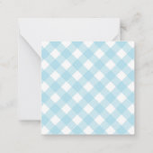 Moderne Schicke Pastell Hellblau Gingham Karo Kari Mitteilungskarte (Rückseite)