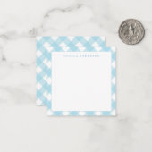 Moderne Schicke Pastell Hellblau Gingham Karo Kari Mitteilungskarte (Vorderseite/Rückseite Beispiel)