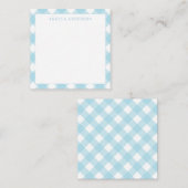 Moderne Schicke Pastell Hellblau Gingham Karo Kari Mitteilungskarte (Vorne/Hinten)
