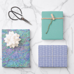 Moderne Schicke Pastellfarben Marmor Mosaik Muster Geschenkpapier Set