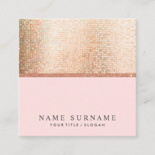 Moderne schicke PastelPink Sequin Square Business Quadratische Visitenkarte