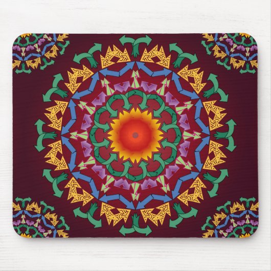 Moderne, schicke Pfeile gerecycelt Blumenmandala F Mousepad (Vorne)