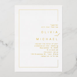 Moderne schicke Rahmen minimalistisch Foto Hochzei Folieneinladung