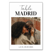 Moderne schicke Reiseziele Thema Foto Hochzeit Tischnummer (Vorderseite)