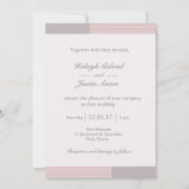 Moderne, schicke, rosa graue Streifen Hochzeit Einladung (Vorderseite)