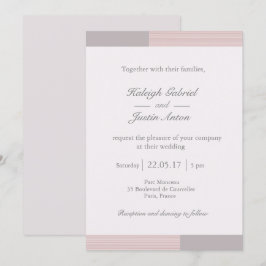Moderne, schicke, rosa graue Streifen Hochzeit Einladung