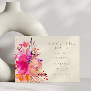 Moderne Schicke Rosa Wasserfarbe Florale Elegante Save The Date