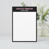 Moderne, schicke, rosa, weiße und schwarze Note Ca Dankeskarte (Stehend Vorderseite)