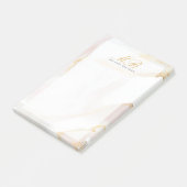Moderne schicke Rose Gold Blush Pink Marmor Monogr Post-it Klebezettel (angewinkelt)