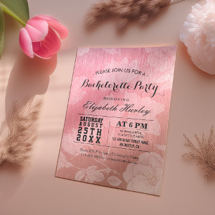 Moderne schicke Rose Gold Floral Junggeselinnen-Ab Einladung