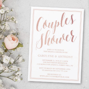 Moderne schicke Rose Gold Foil Paare Polterabend Einladung