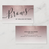 Moderne schicke Rose Gold Glitzer Brow Artist Visitenkarte (Vorne/Hinten)