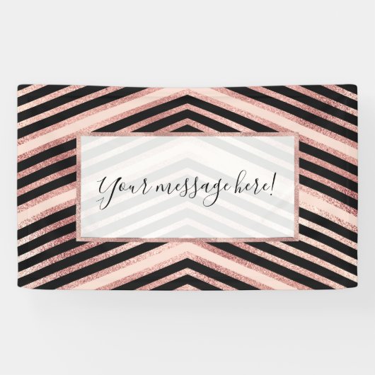 Moderne schicke Rose Gold Pink Zickzack Geo Banner (Horizontal)