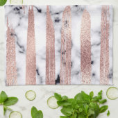 Moderne schicke Rose Gold Pinselstriche Marmor Geschirrtuch (Gefaltet)