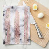 Moderne schicke Rose Gold Pinselstriche Marmor Geschirrtuch (Viertel Falte)