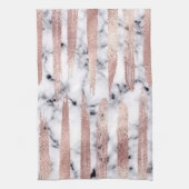 Moderne schicke Rose Gold Pinselstriche Marmor Geschirrtuch (Vertikal)