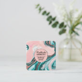 Moderne schicke Rose Gold Rosa Aquamariner Glitzer Quadratische Visitenkarte (Stehend Vorderseite)